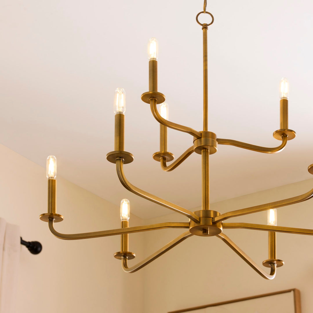 Rutherford 9Lt Chandelier - Brushed Brass