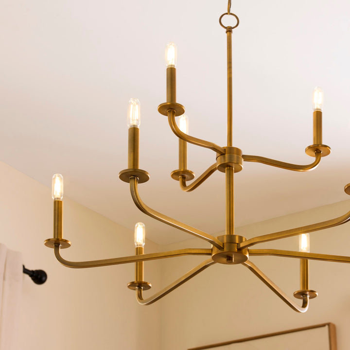 Rutherford 9Lt Chandelier - Brushed Brass