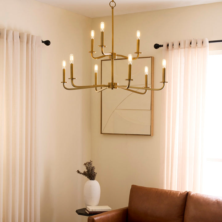 Rutherford 9Lt Chandelier - Brushed Brass