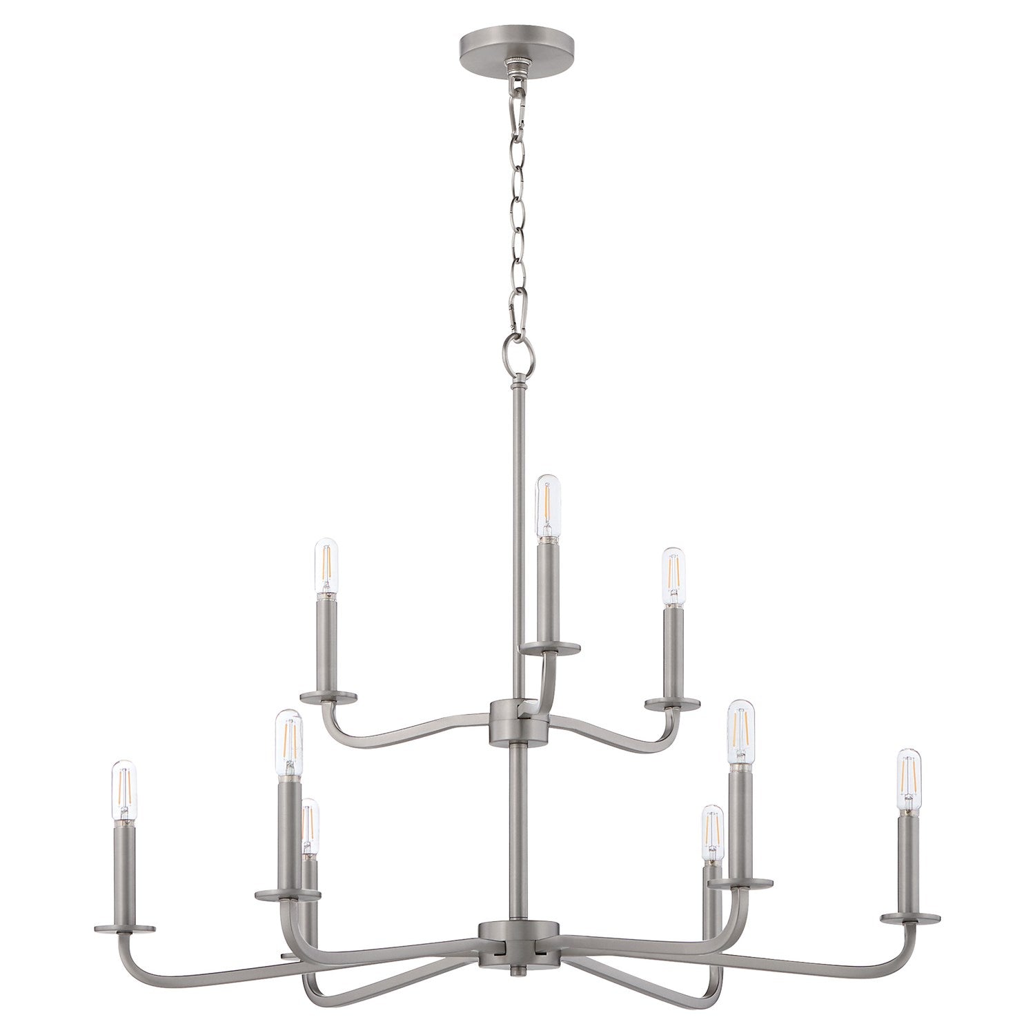 Rutherford 9Lt Chandelier - Satin Nickel by Quorum
