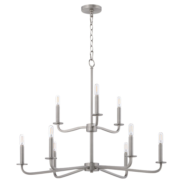 Rutherford 9Lt Chandelier - Satin Nickel by Quorum
