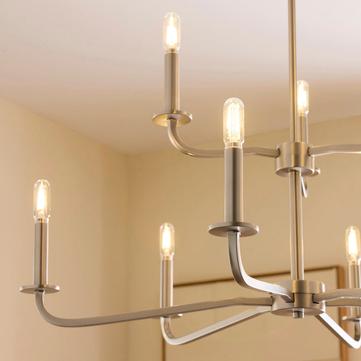 Rutherford 9Lt Chandelier - Satin Nickel
