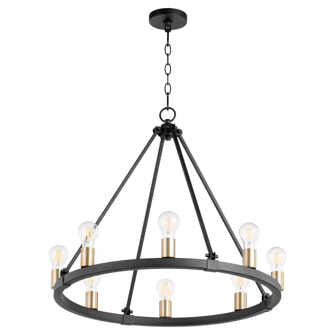 Paxton 8Lt - Textured Black/Aged Brass by Quorum