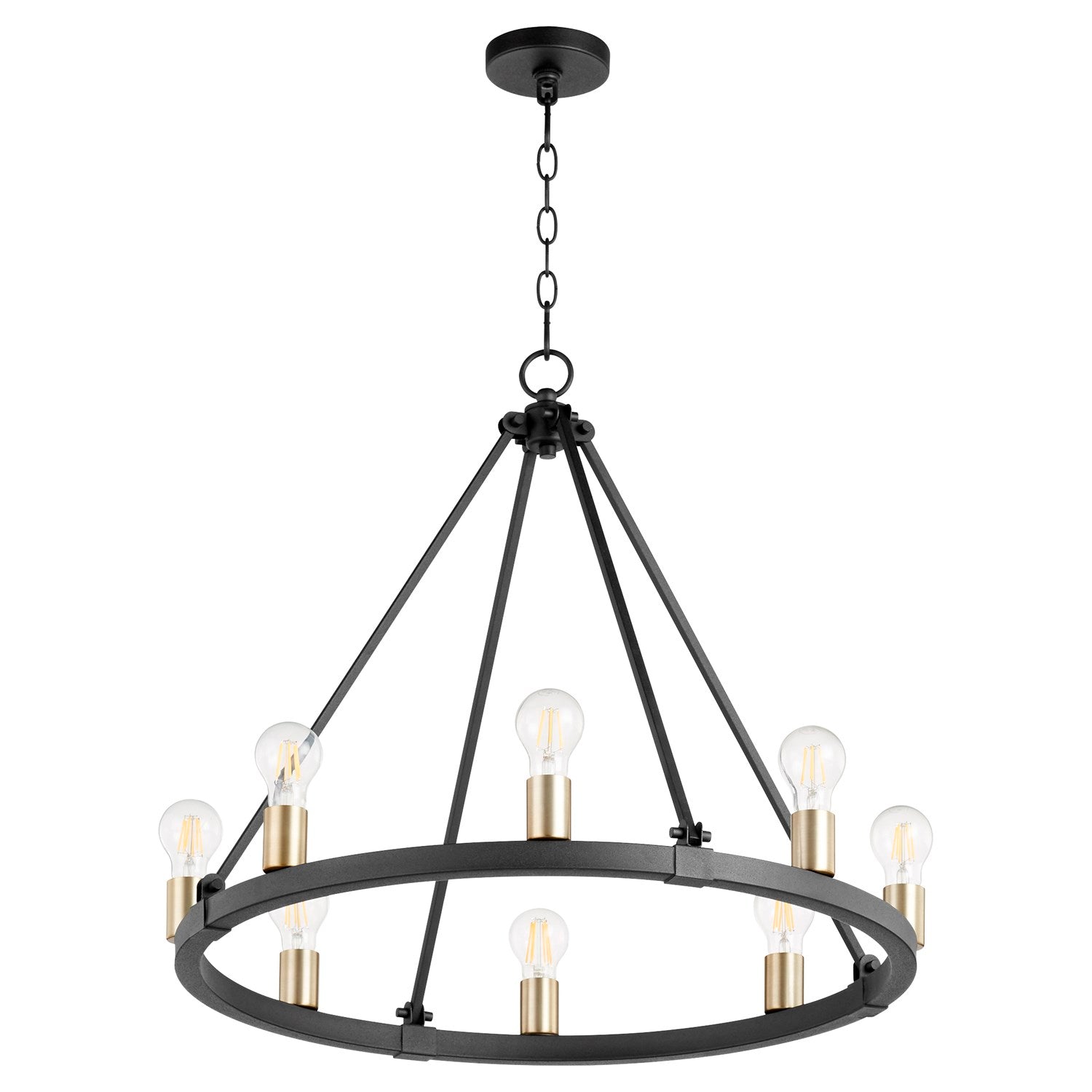 Paxton 8Lt - Textured Black/Aged Brass by Quorum