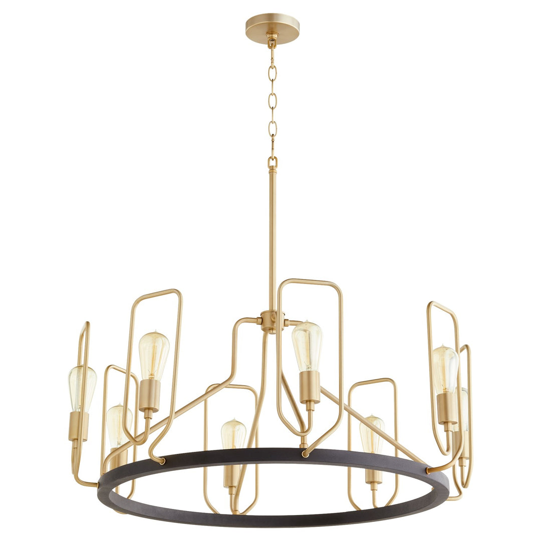 Howe 8Lt Chand -Textured Black/Aged Brass by Quorum