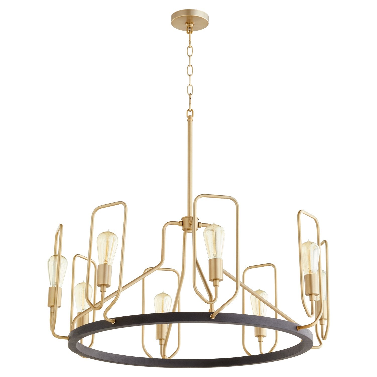 Howe 8Lt Chand -Textured Black/Aged Brass by Quorum