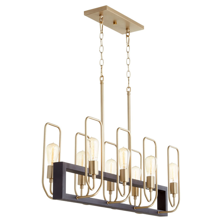 Howe 8Lt Linear -Textured Black/Aged Brass by Quorum