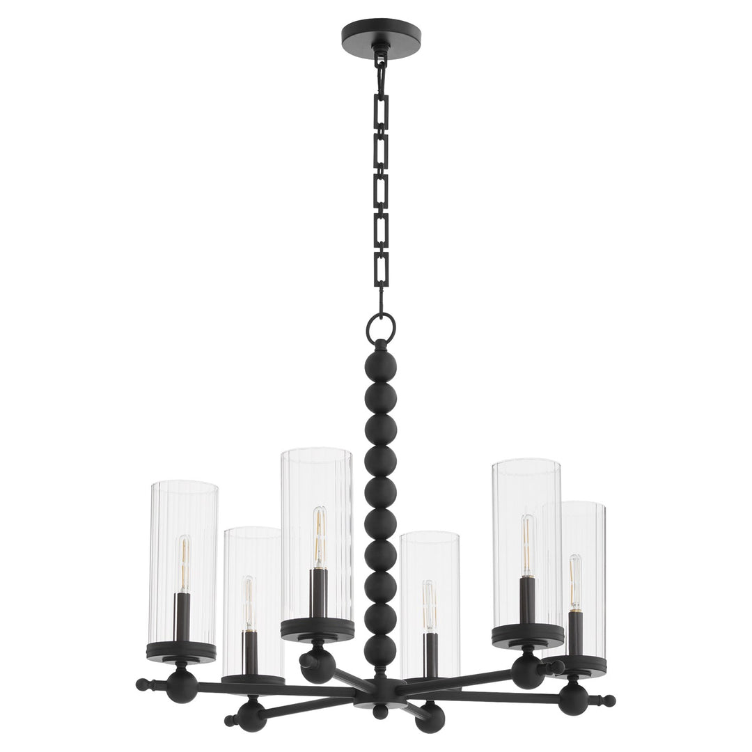 Lee Blvd 6Lt Gold Leafass Chnd -Matte Black by Quorum
