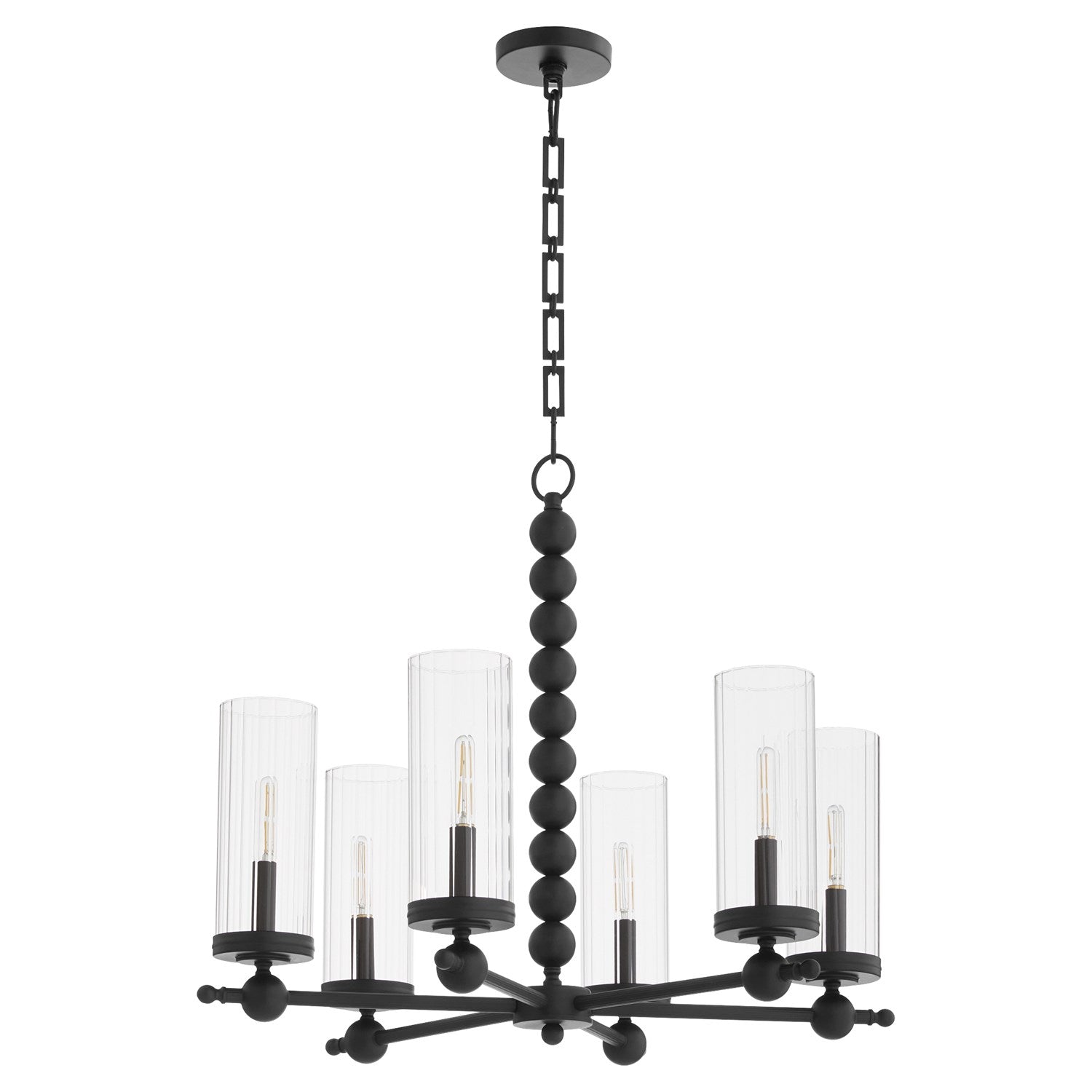 Lee Blvd 6Lt Gold Leafass Chnd -Matte Black by Quorum