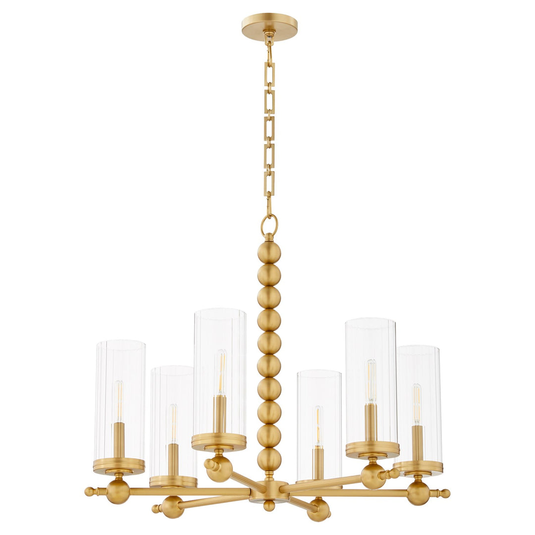 Lee Blvd 6Lt Gold Leafass Chnd-Aged Brass by Quorum