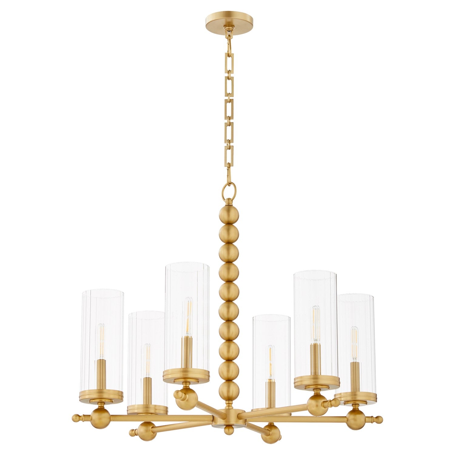 Lee Blvd 6Lt Gold Leafass Chnd-Aged Brass by Quorum