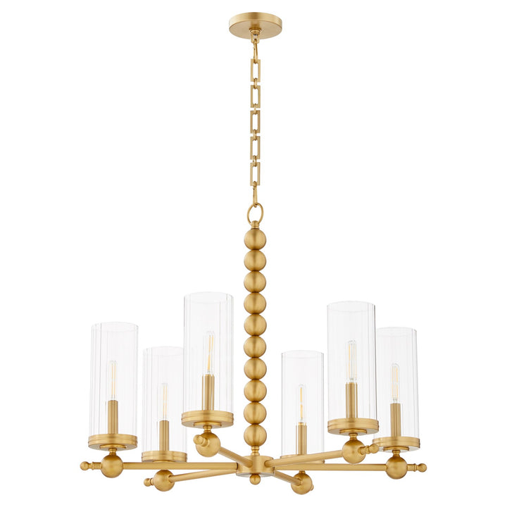 Lee Blvd 6Lt Gold Leafass Chnd-Aged Brass by Quorum