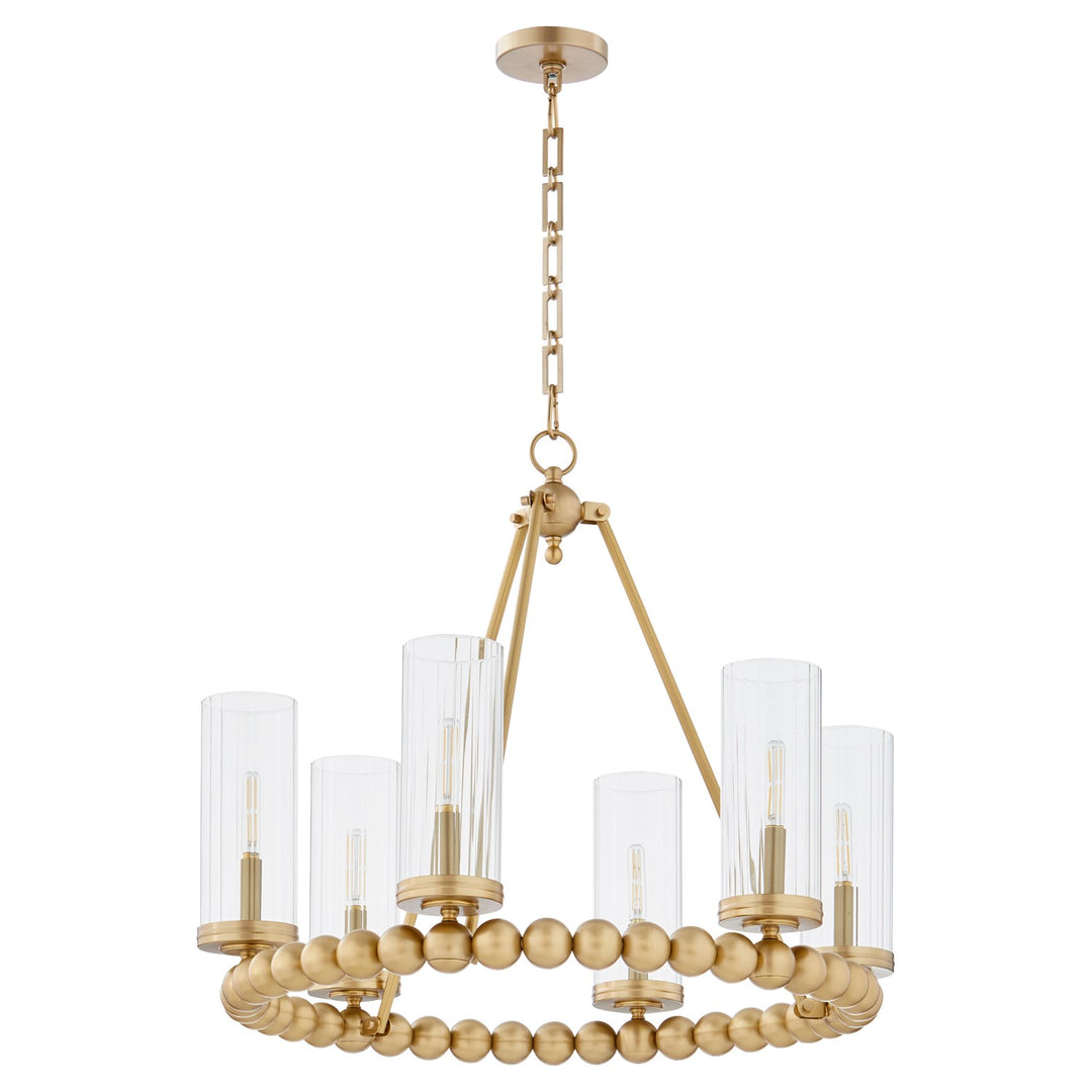Lee Blvd 6Lt Ring Ch -Aged Brass by Quorum