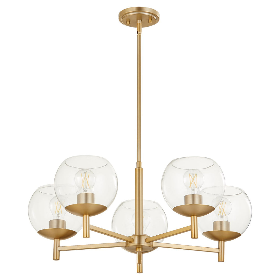 Lyon 5Lt Chand - Aged Brass by Quorum