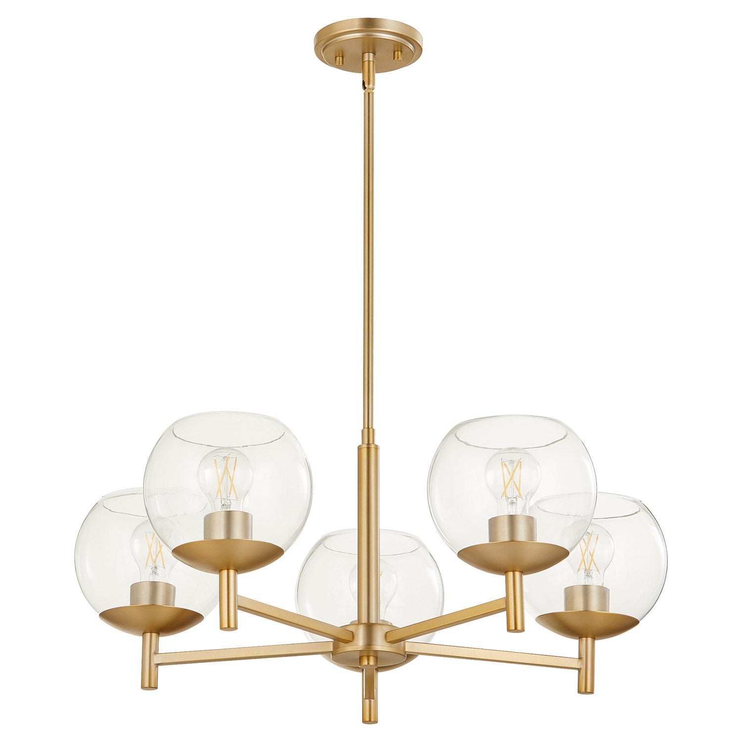 Lyon 5Lt Chand - Aged Brass by Quorum