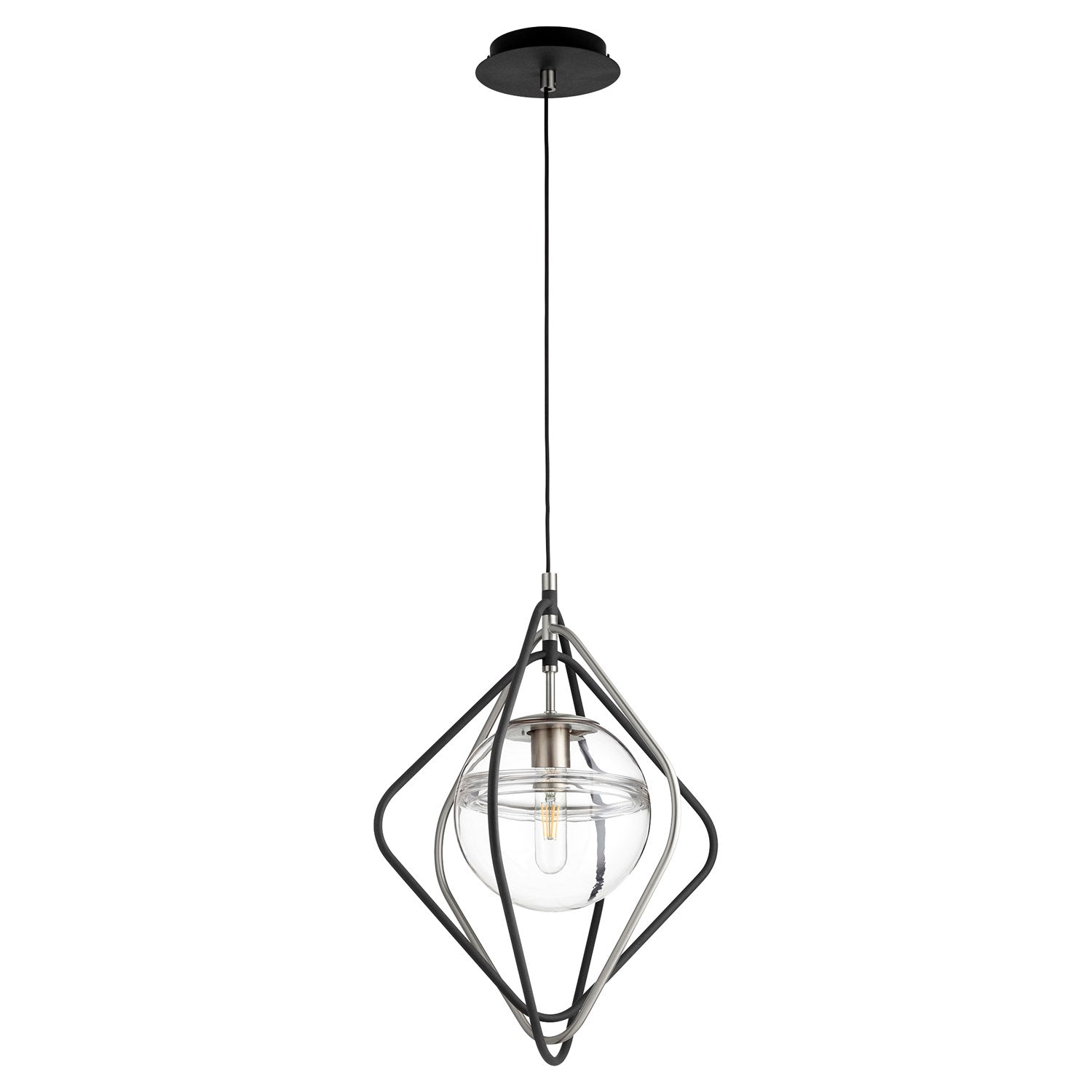 1Lt Gimatte Blackle Pendantd - Textured Black/Satin Nickel by Quorum