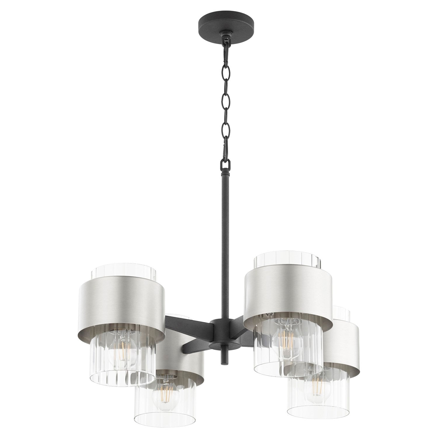 Epsilon 4Lt Chnd -Textured Black/Satin Nickel by Quorum