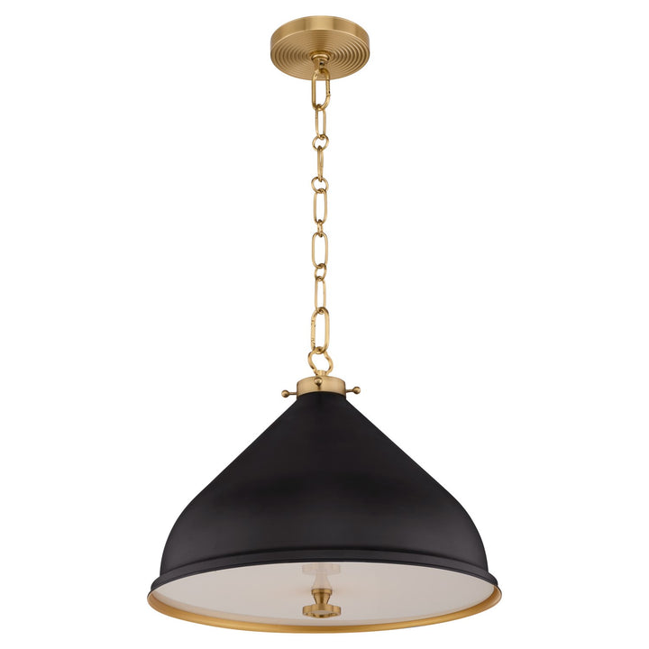 Bonnel 16" Pendantdant - Matte Black/Aged Brass by Quorum