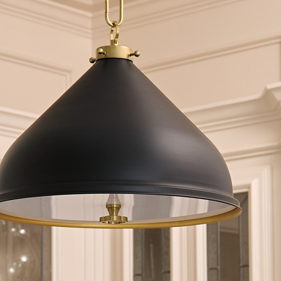 Bonnel 16" Pendantdant - Matte Black/Aged Brass