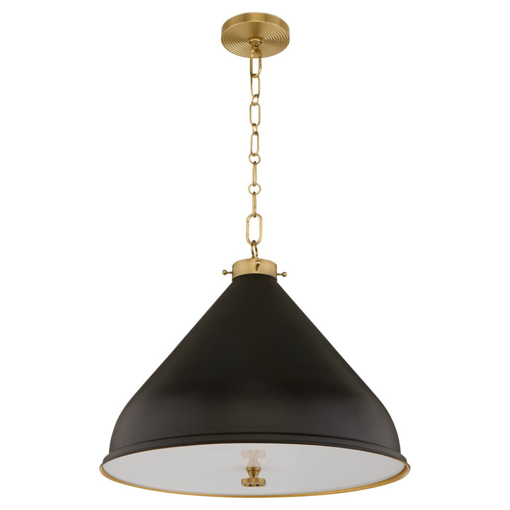 Bonnel 20" Pendantdant - Matte Black/Aged Brass by Quorum