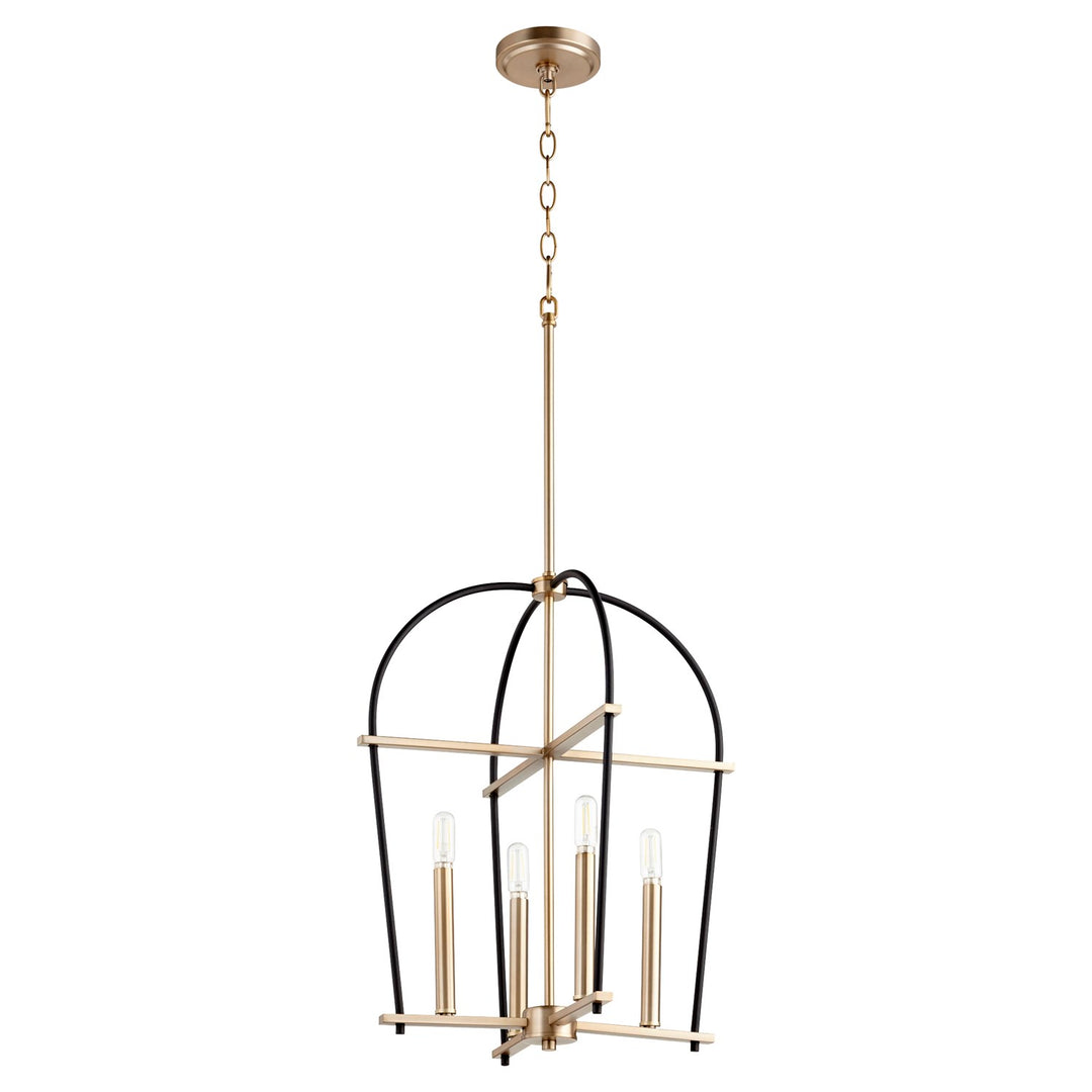 Espy Med 4Lt Ent -Textured Black/Aged Brass by Quorum