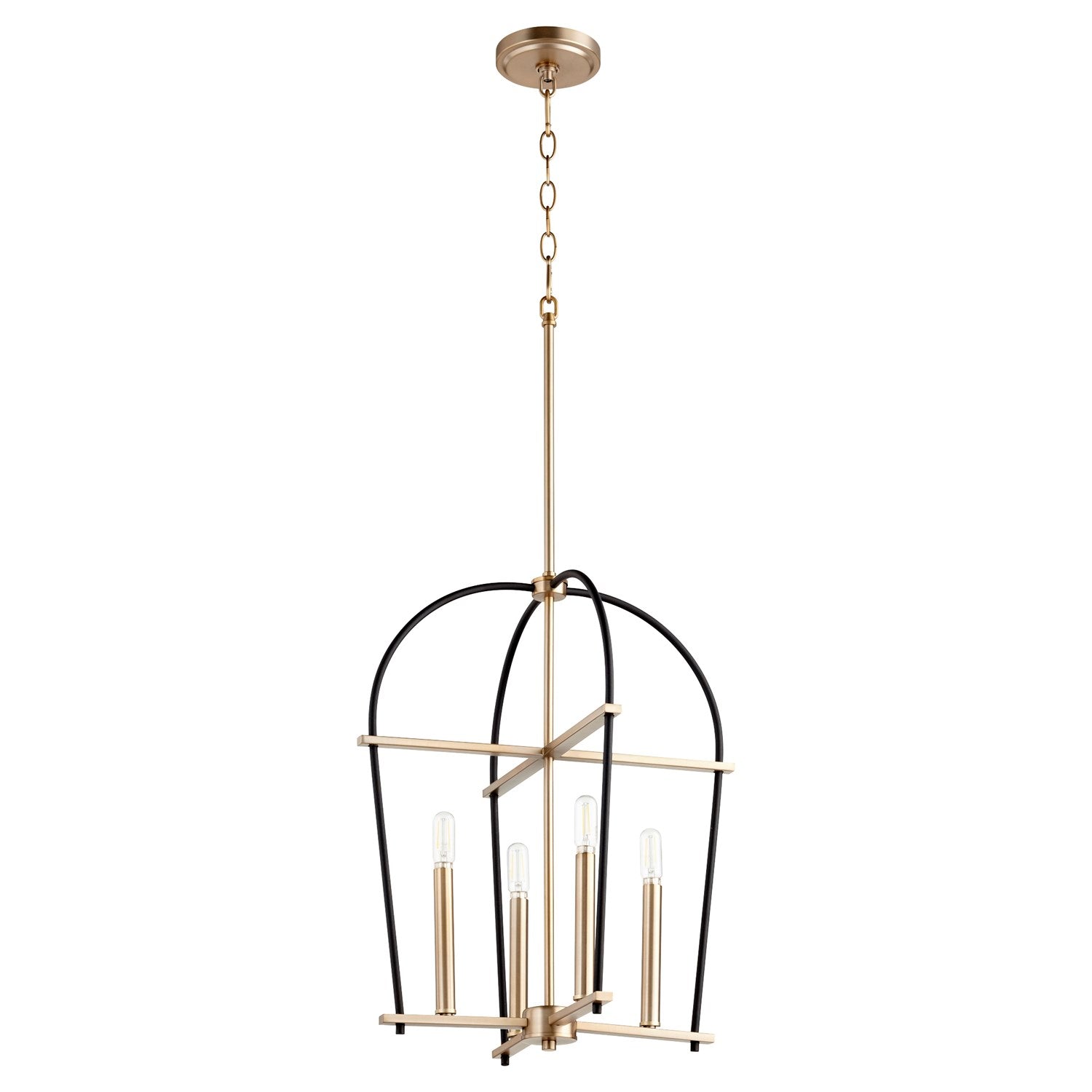 Espy Med 4Lt Ent -Textured Black/Aged Brass by Quorum