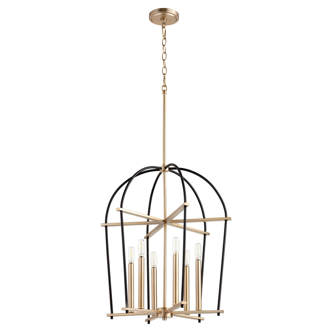 Espy 6Lt Ent - Textured Black/Aged Brass by Quorum
