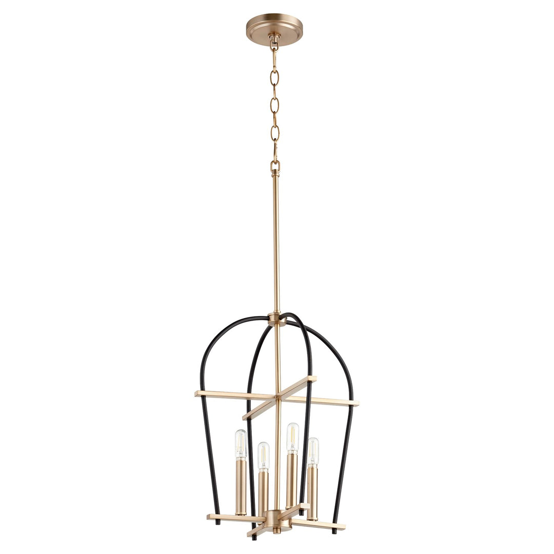 Espy Sm 4Lt Entry-Textured Black/Aged Brass by Quorum