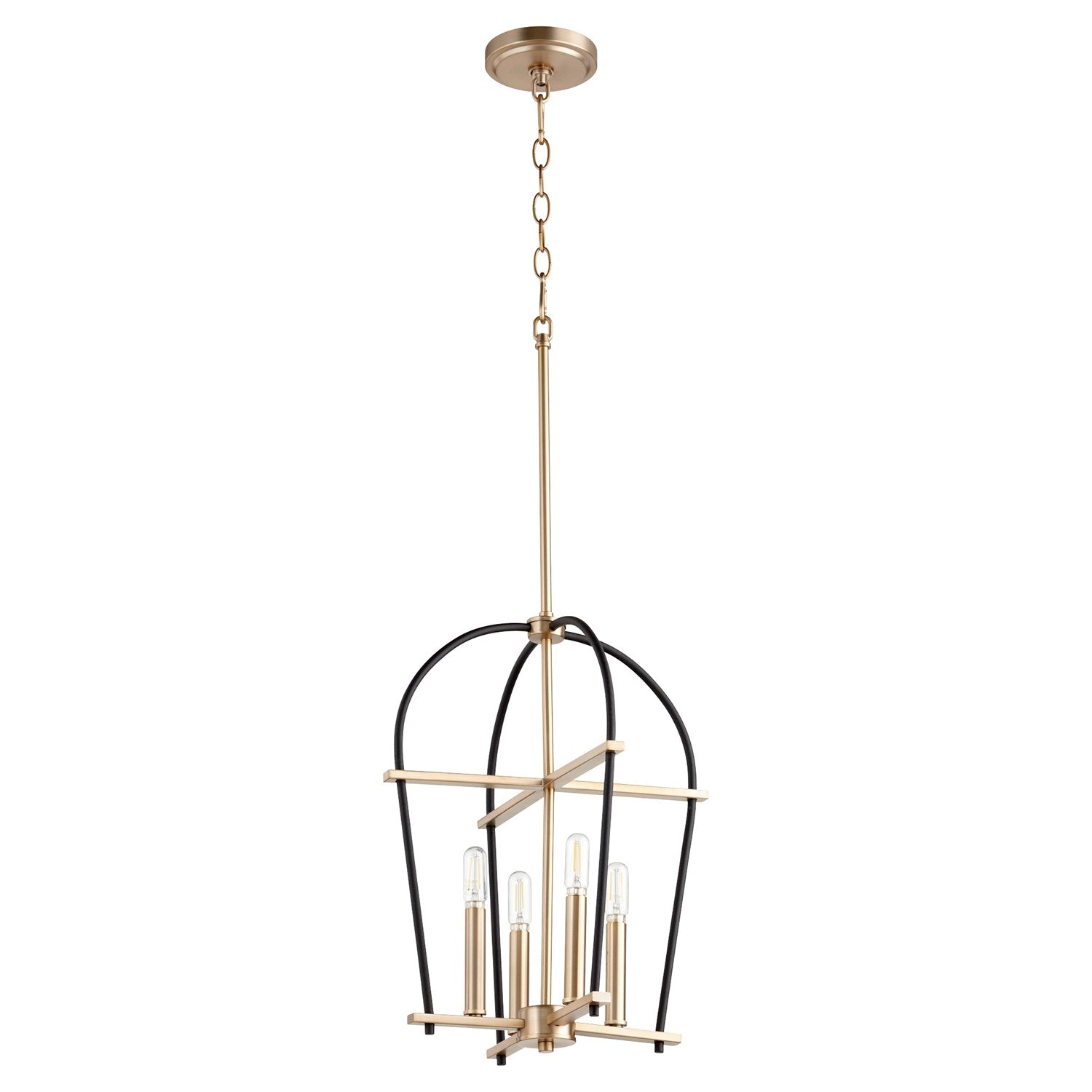 Espy Sm 4Lt Entry-Textured Black/Aged Brass by Quorum
