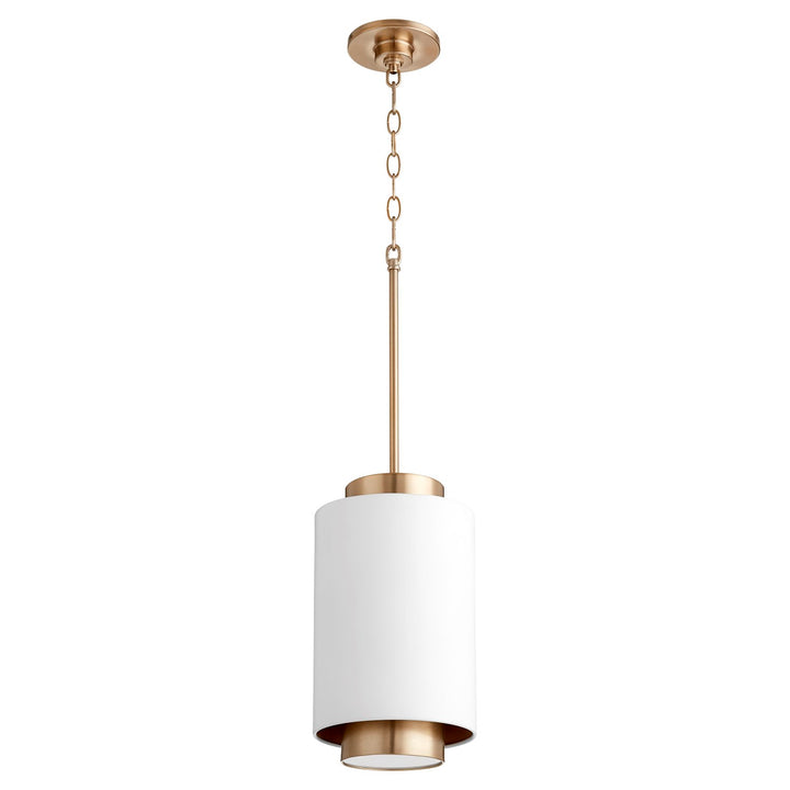 Cylinder Pendantd - Studio White/Aged Brass by Quorum