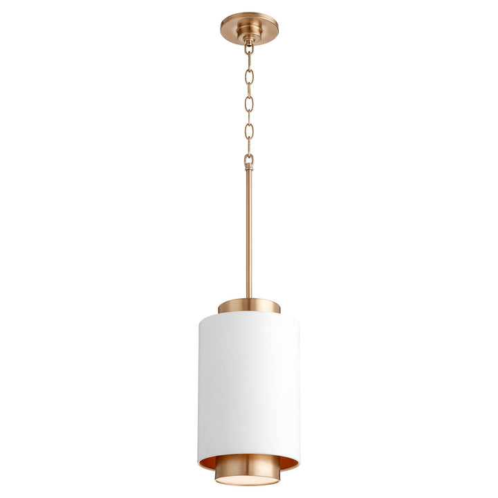 Cylinder Pendantd - Studio White/Aged Brass