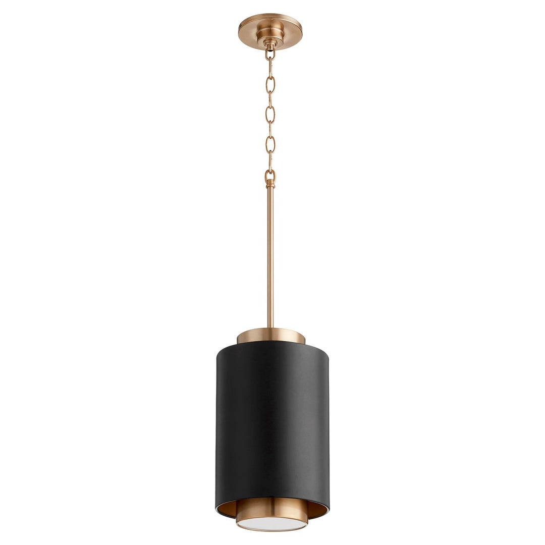 Cylinder Pendantd - Textured Black/Aged Brass by Quorum