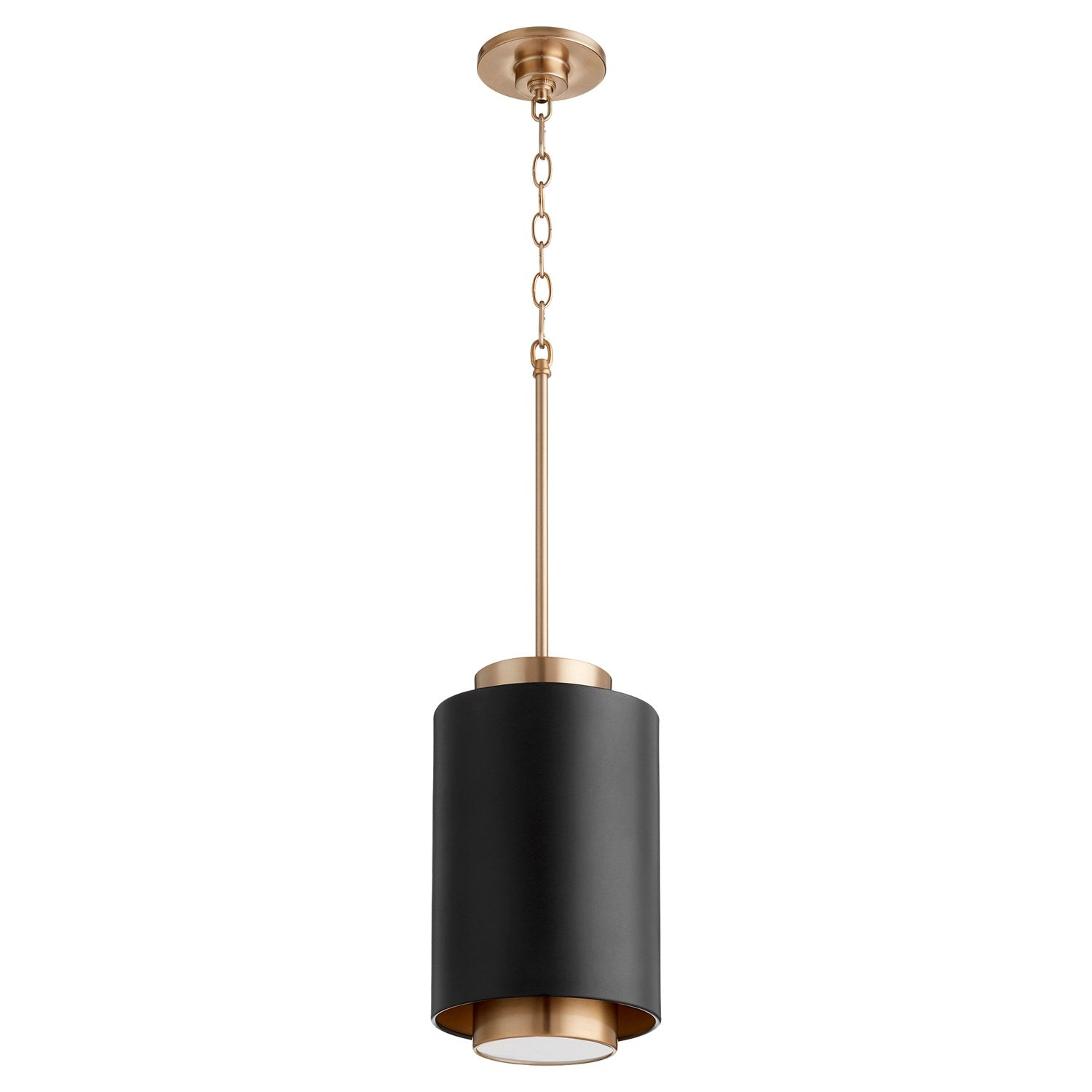 Cylinder Pendantd - Textured Black/Aged Brass by Quorum