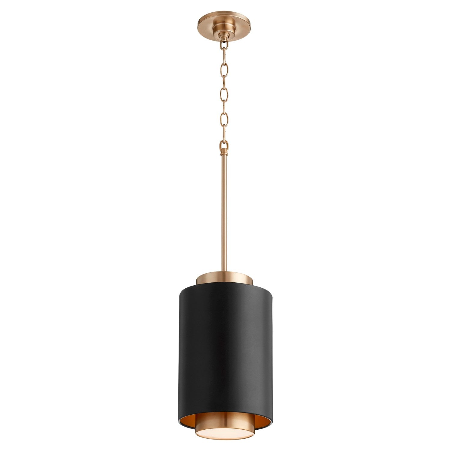 Cylinder Pendantd - Textured Black/Aged Brass