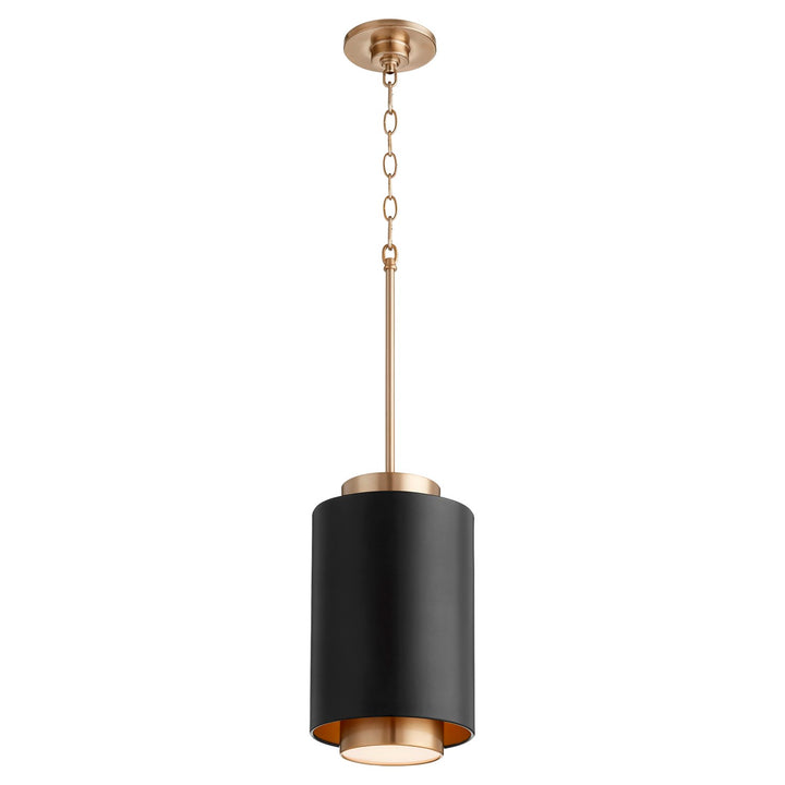 Cylinder Pendantd - Textured Black/Aged Brass