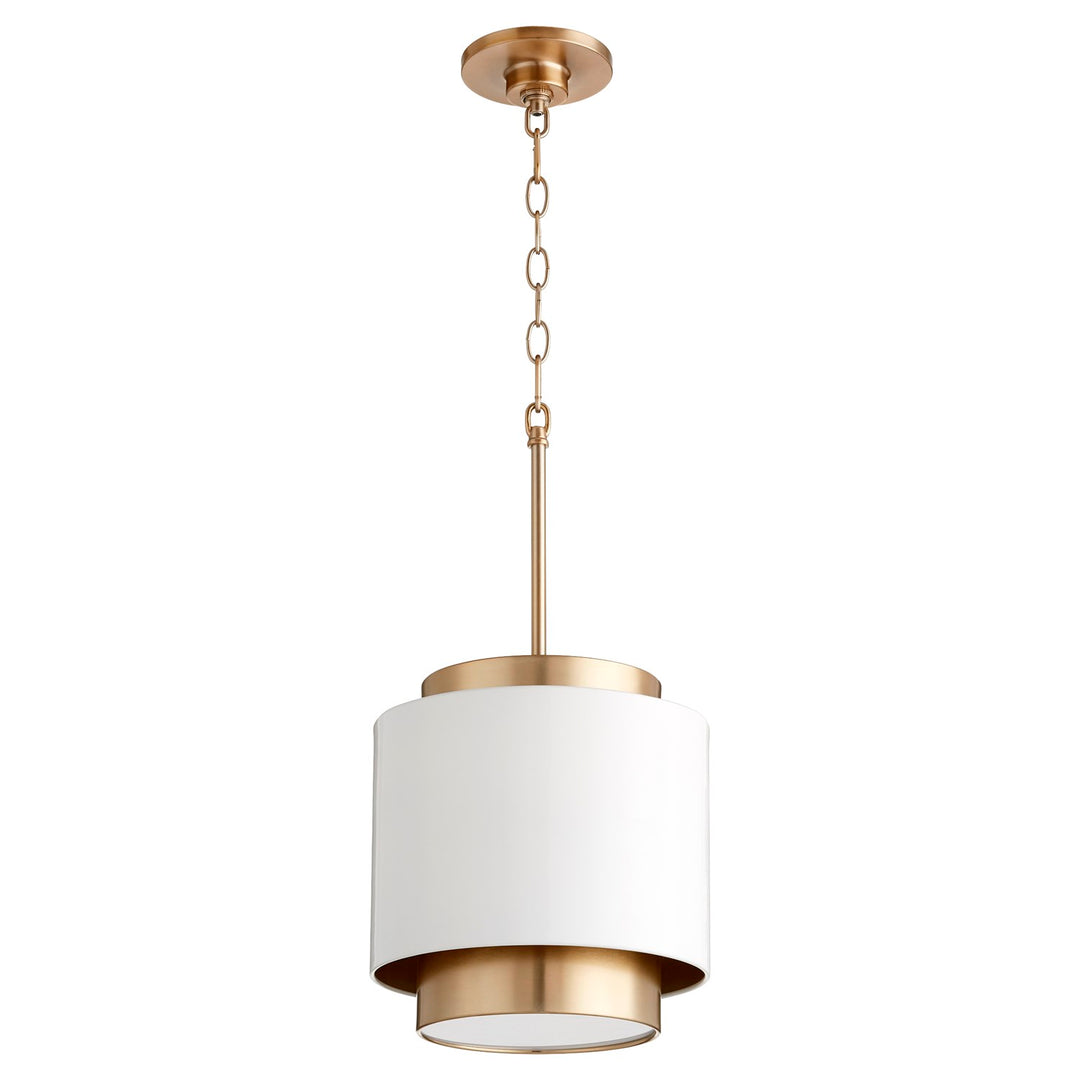 Drum Pendantd - Studio White/Aged Brass by Quorum