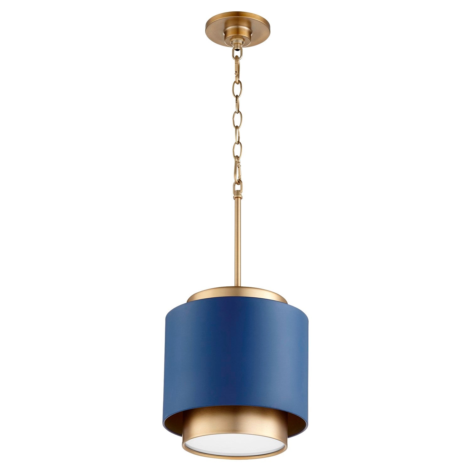 Drum Pendantd - Bl/Aged Brass by Quorum
