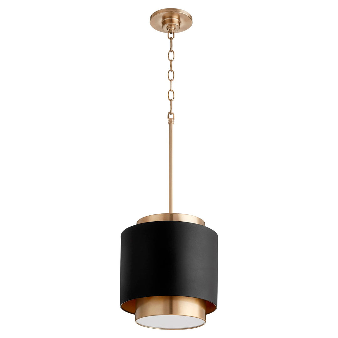 Drum Pendantd - Textured Black/Aged Brass by Quorum