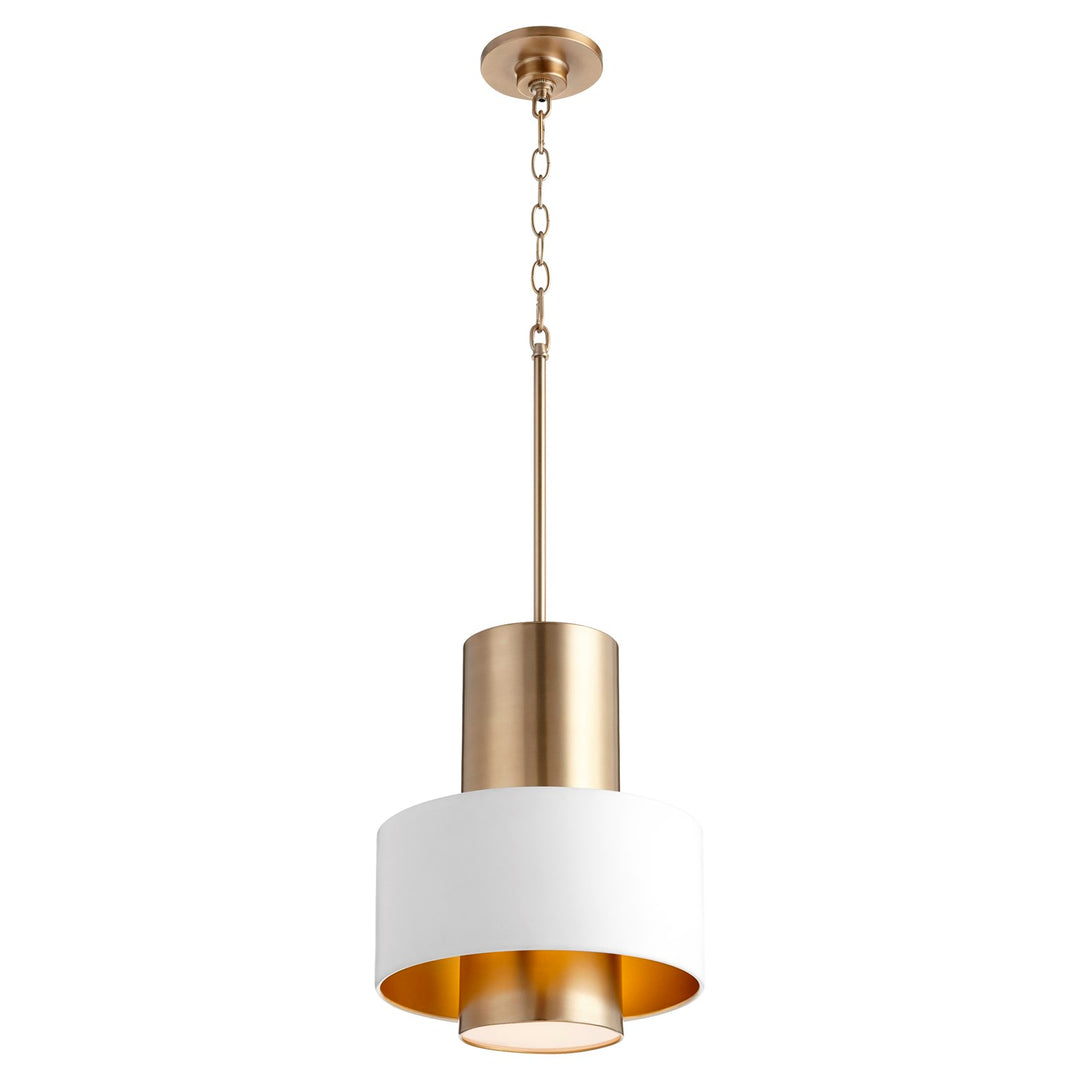 Cylndr Drum Pendantd - Studio White/Aged Brass