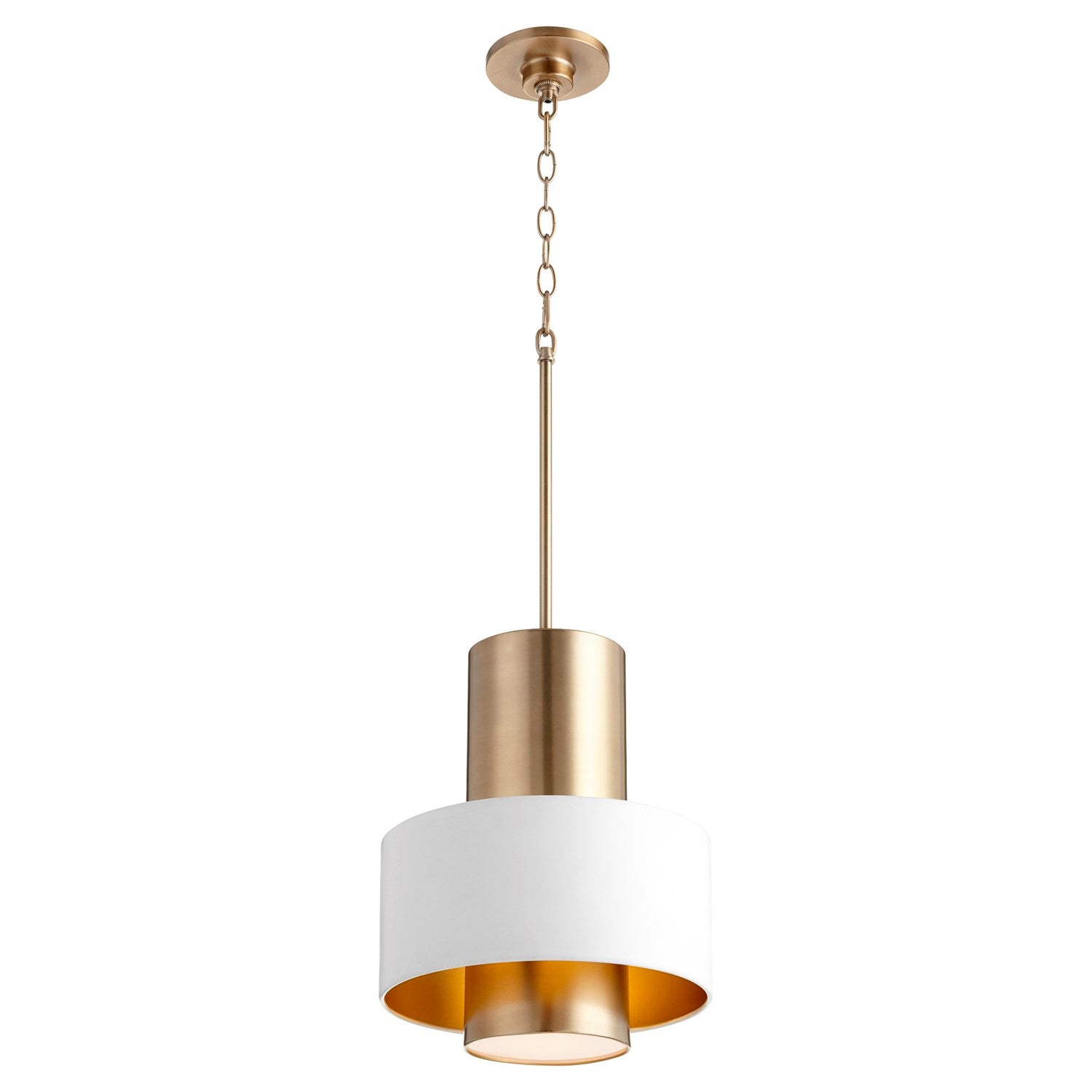 Cylndr Drum Pendantd - Studio White/Aged Brass
