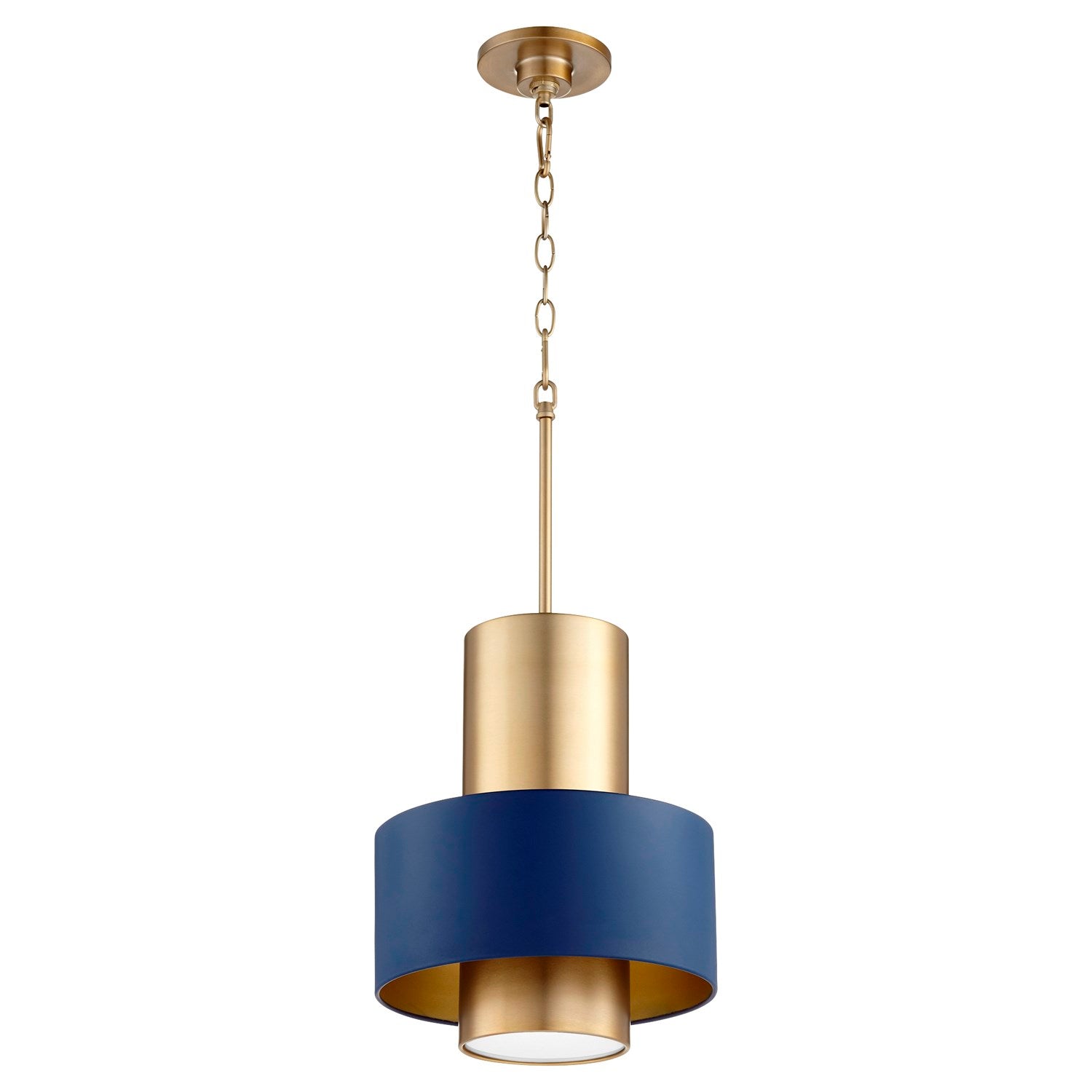 Cylndr Drum Pendantd - Bl/Aged Brass by Quorum