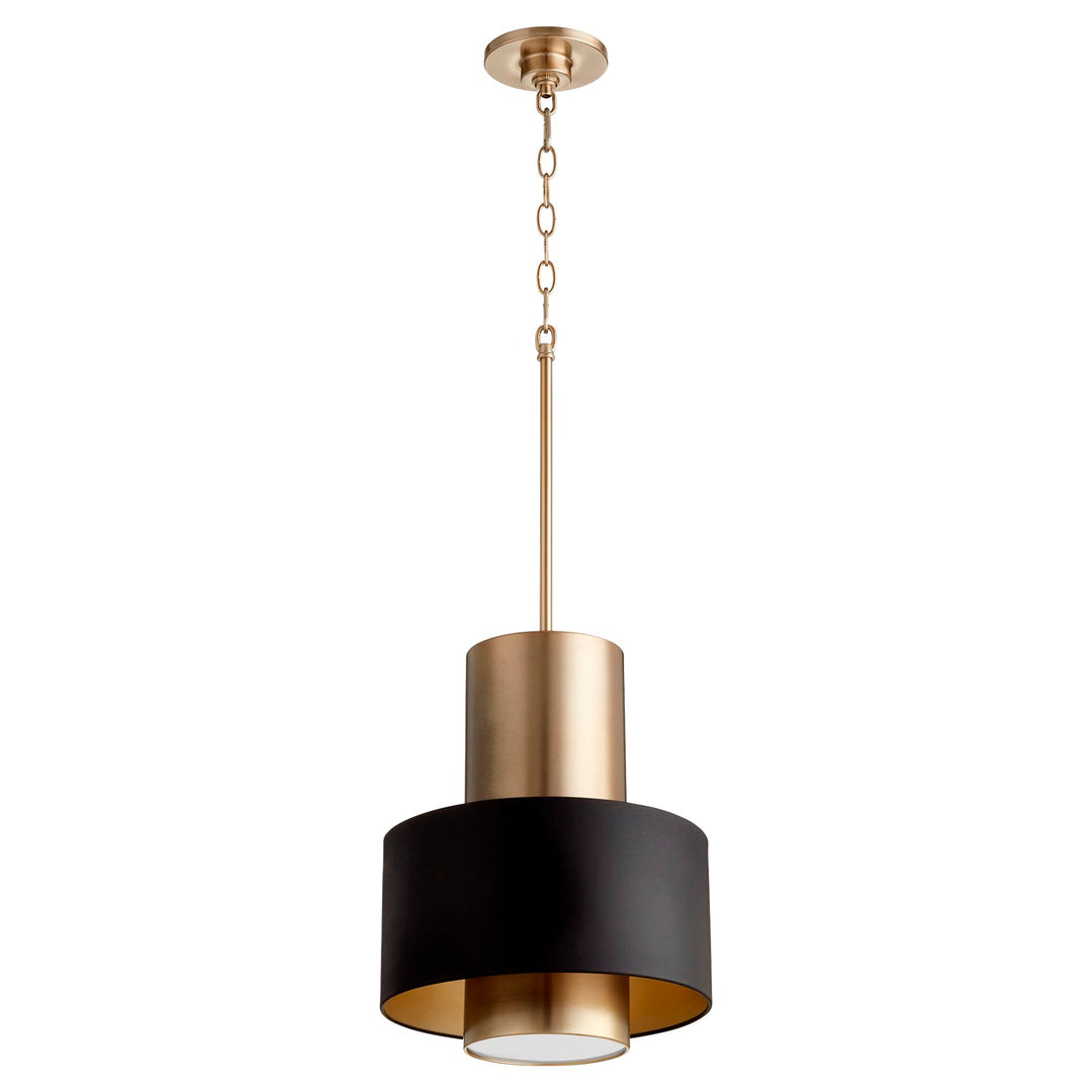 Cylndr Drum Pendantd -Textured Black/Aged Brass by Quorum