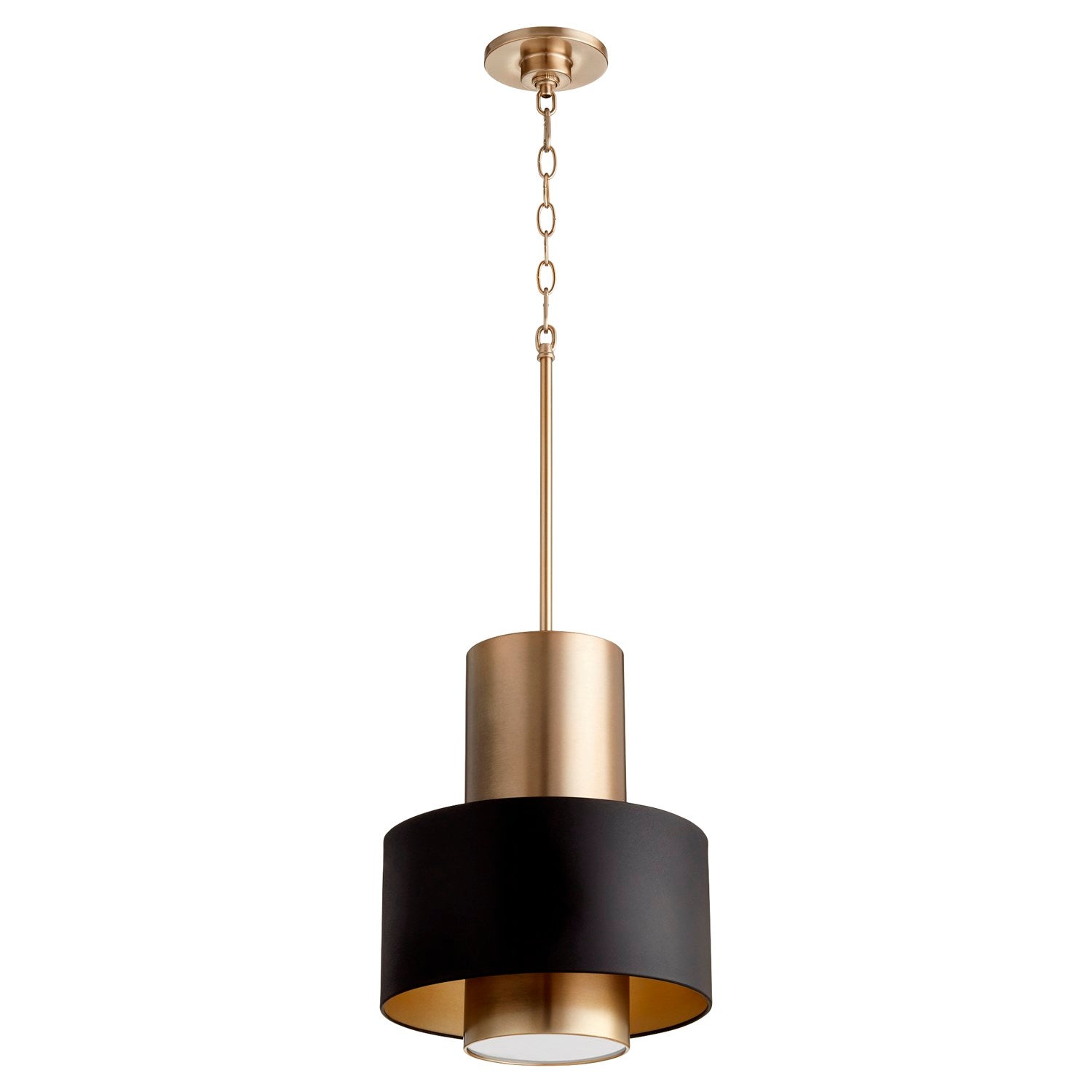 Cylndr Drum Pendantd -Textured Black/Aged Brass by Quorum