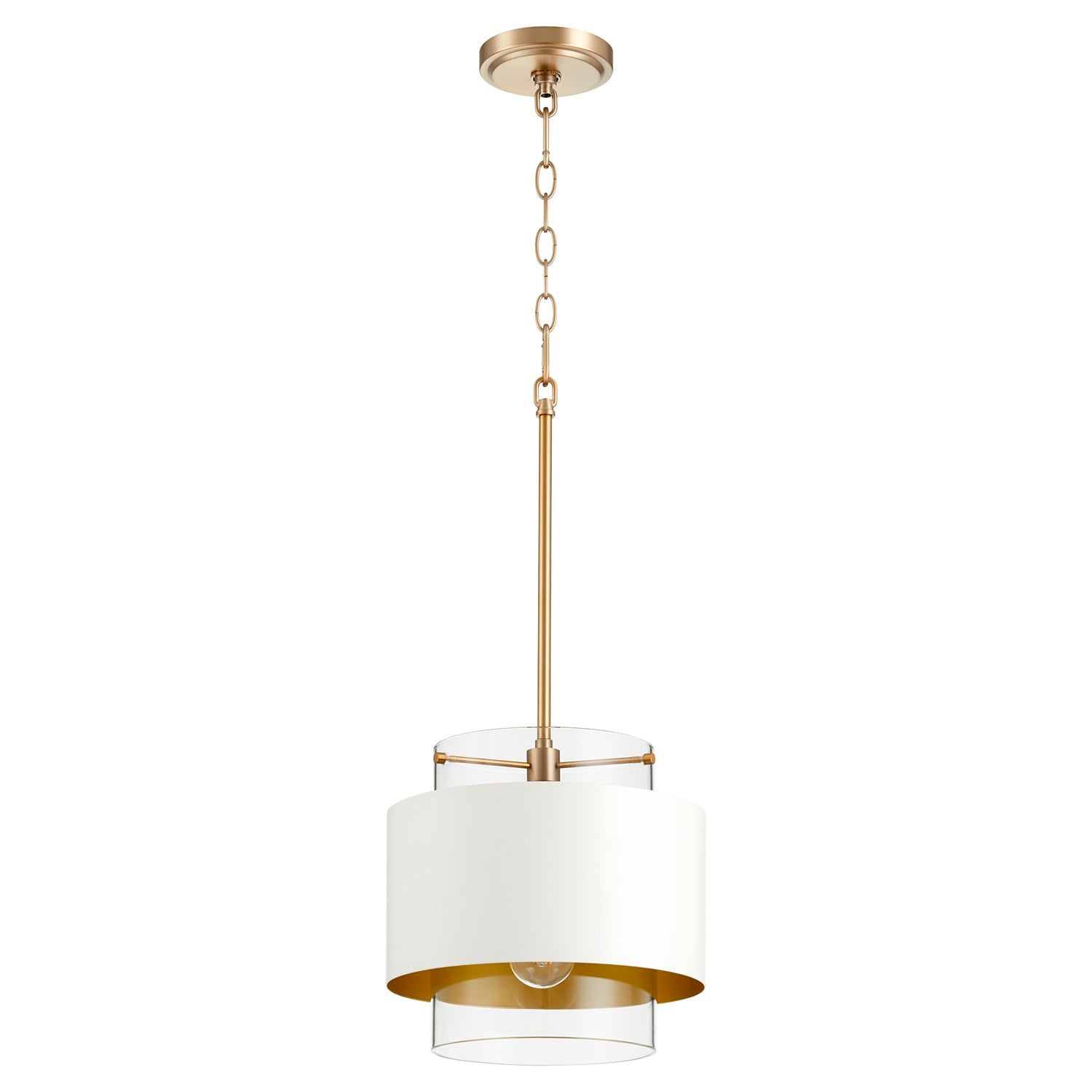 10" Clr Gold Leafass/Studio White Pnd - Aged Brass by Quorum