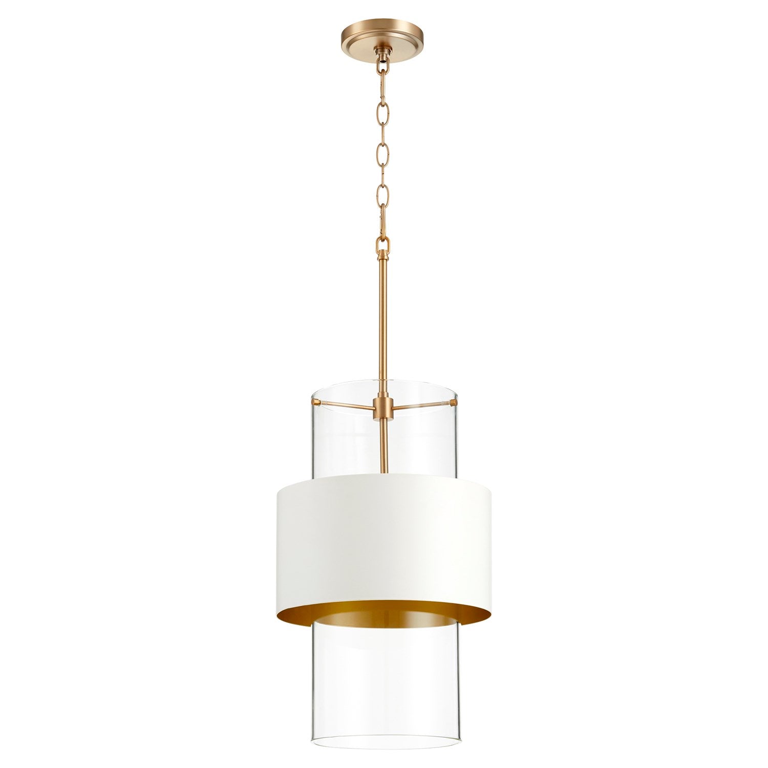 12" Clr Gold Leafass/Studio White Pnd - Aged Brass by Quorum