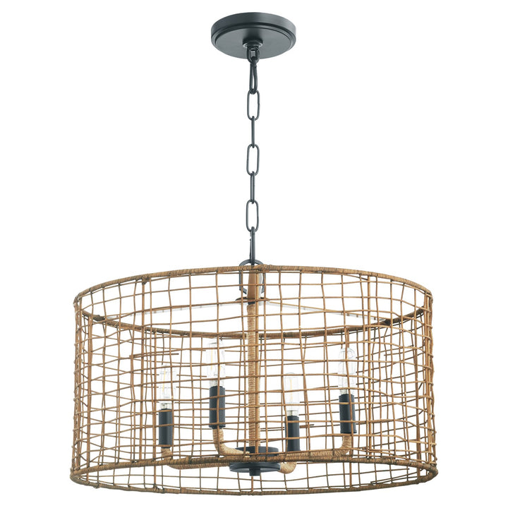 Abaca 4Lt Pendantd - Matte Black by Quorum