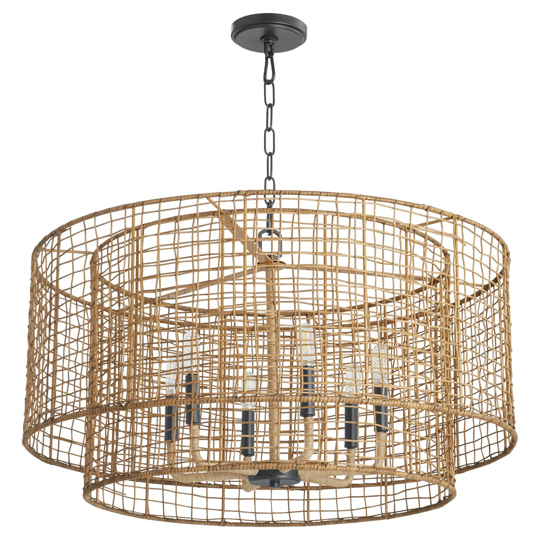 Abaca 6Lt Pendantd - Matte Black by Quorum