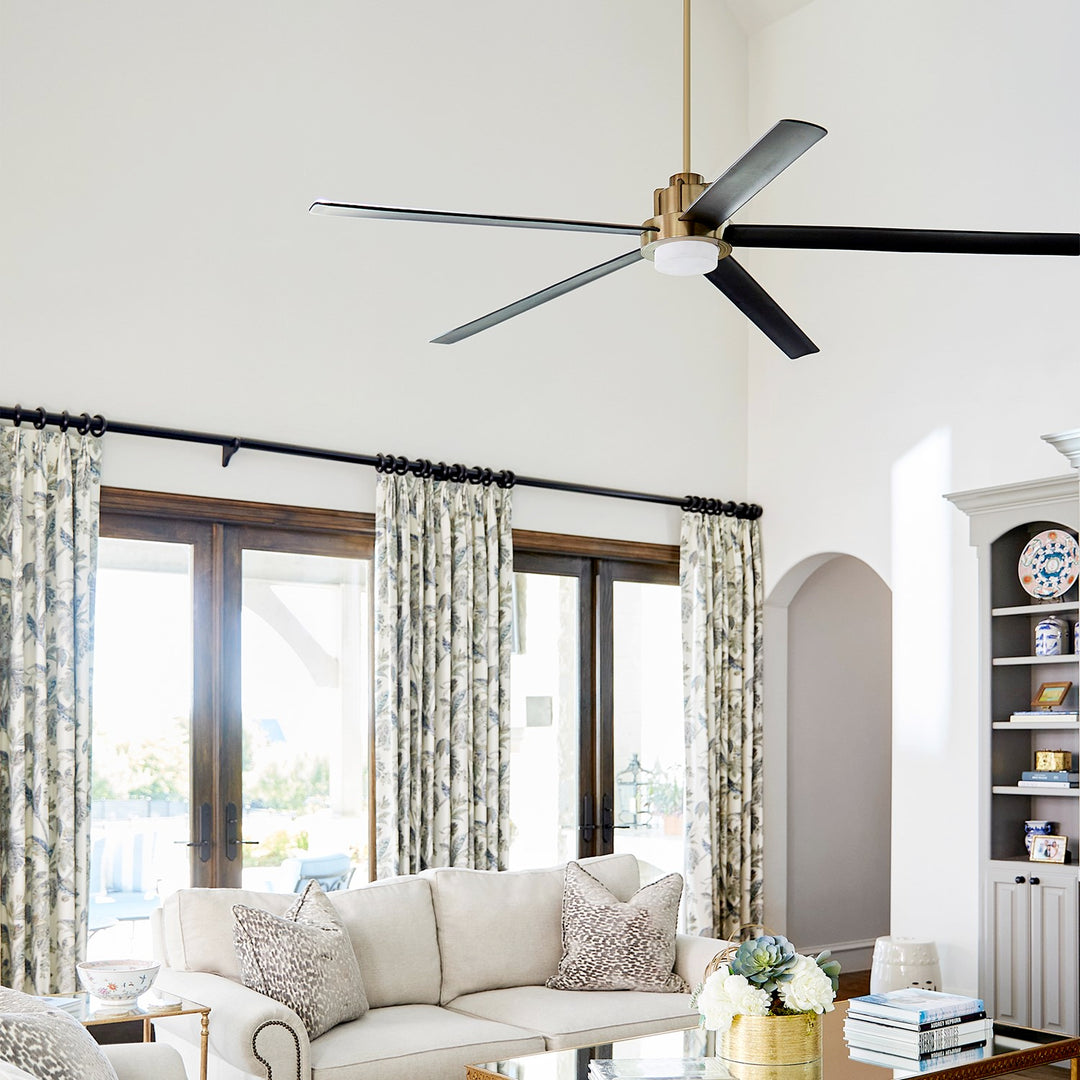 Revel 80" Fan - Aged Brass/Matte Black