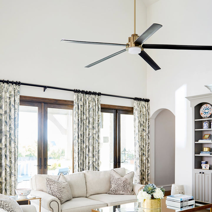 Revel 80" Fan - Aged Brass/Matte Black