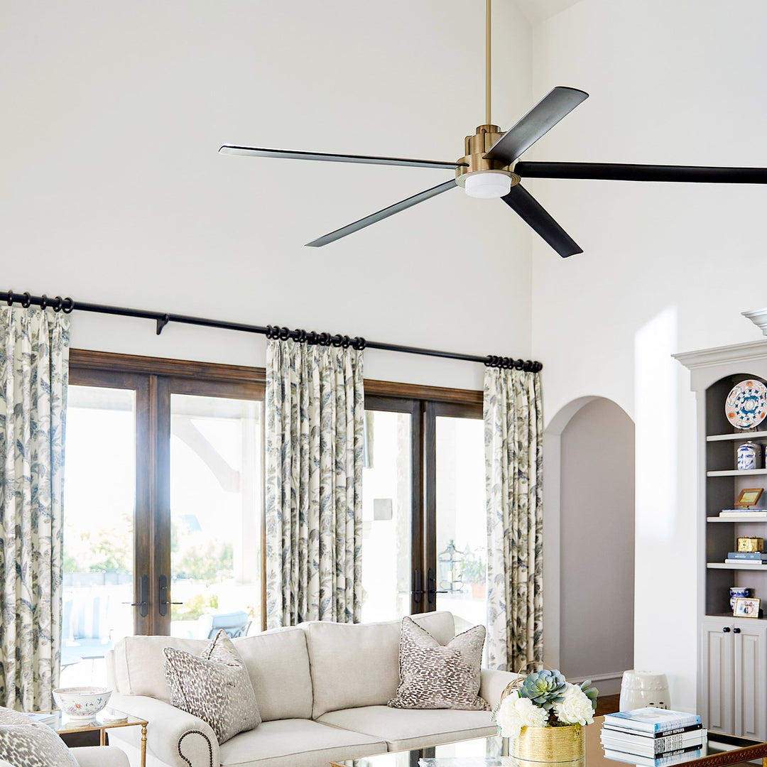 Revel 80" Fan - Aged Brass/Matte Black